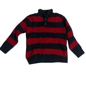 Gap Kids Red and Navy Blue Striped Thick Sweater - Size 10